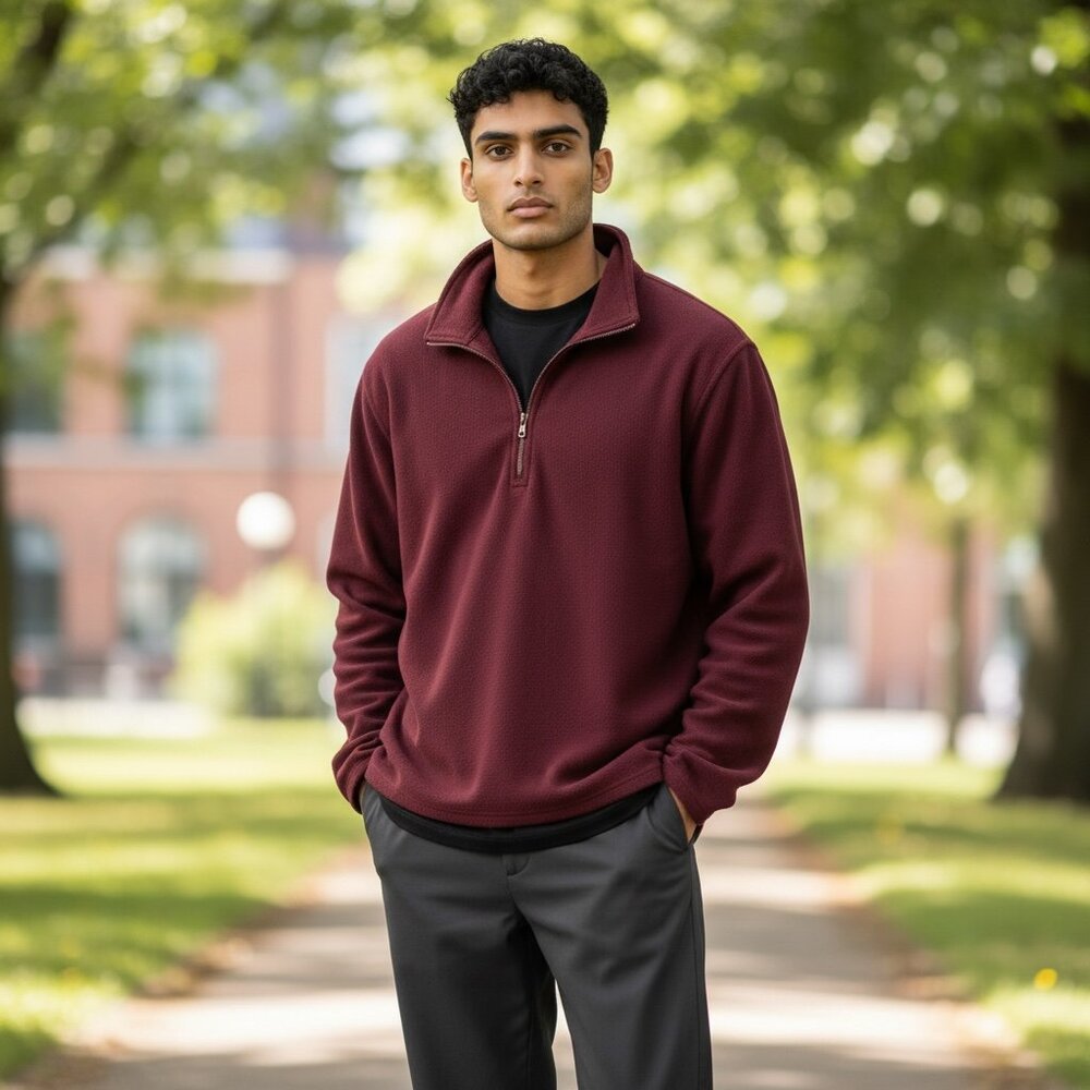 Lands' End Polartec Fleece 1/4 Zip Pullover‎ Mens XL(46/48) Burgundy #41C